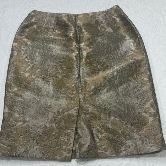 Ladies Newport News Gold Brocade Type Pencil Skirt Size 10 - Picture 4 of 4